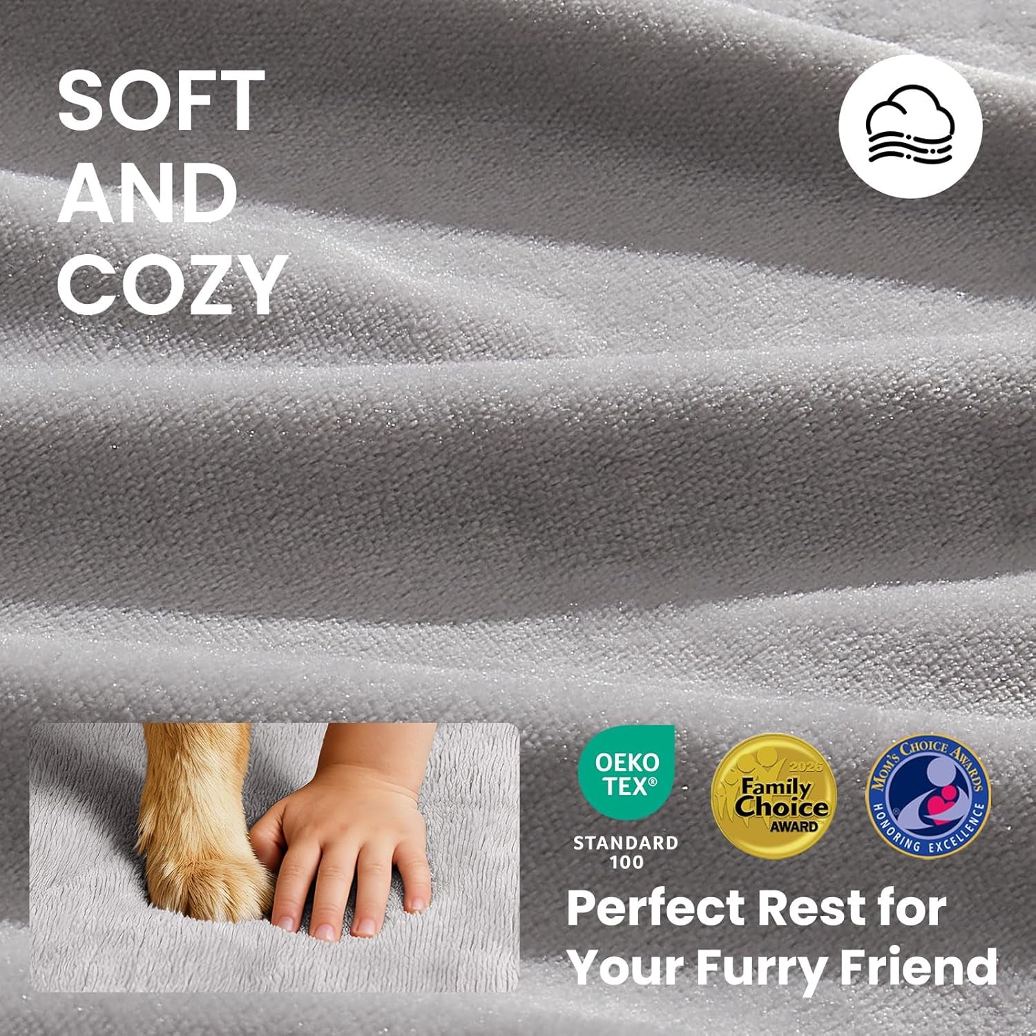 ohgeni-orthopedic-waterproof-large-dog-bed-memory-foam-41-inchgray-machine-washable-removable-cover-in-easy-clean-fabric-reversible-memory-foam-easy-carry-handle-suitable-for-crate