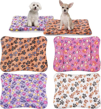 Tuanse 4 Pack Ultra Soft Dog Cat Bed Mat Small Animal Guinea Pig Bed with Cute Print Reversible Fleece Dog Crate Kennel Pad Cozy Washable Thickened Hamster Pet Beds Mat(13 X 19 Inches,Light Gray)22
