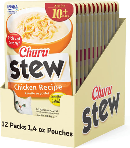 INABA Churu Stew for Cats, Side Dish Pouch with Vitamin E, 1.4 Ounces per Pouch, 12 Pouches, Chicken & Seafood Variety19