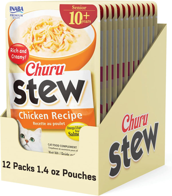INABA Churu Stew for Cats, Side Dish Pouch with Vitamin E, 1.4 Ounces per Pouch, 12 Pouches, Chicken & Seafood Variety19