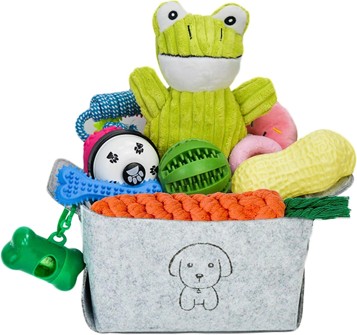 mrsohret-20pcs-puppy-chew-toys-for-teething-dog-chew-toys-with-rope-toy-pet-dog-toothbrush-treat-balls-plush-toys-and-squeaky-toys-for-small-medium-dogs-with-basket-to-keep-them-busy