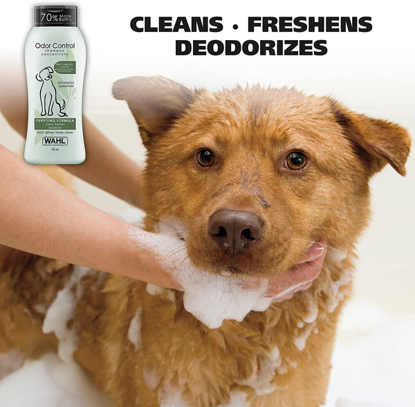 Wahl USA Odor Control Shampoo for Dogs & Pets - Eucalyptus & Spearmint Animal Deodorizer for Cleaning & Freshening – 24 Oz - Model 820003A2