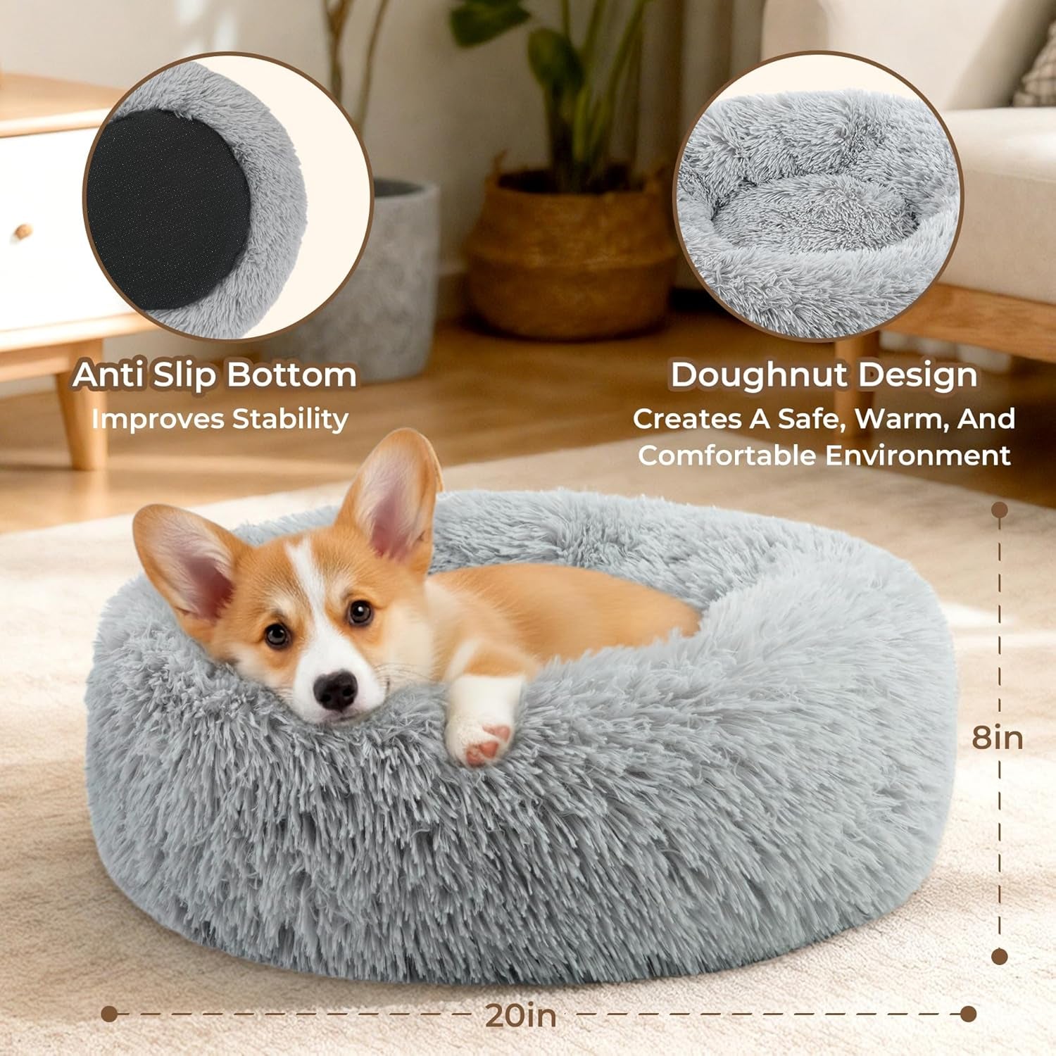 calming-donut-dog-and-cat-bed-for-indoor-cats-anti-anxiety-round-fluffy-soft-washable-small-pet-bed-for-puppy-and-kitten-warming-comfortable-luxury-anti-slip-waterproof-mute-base-20in-gray