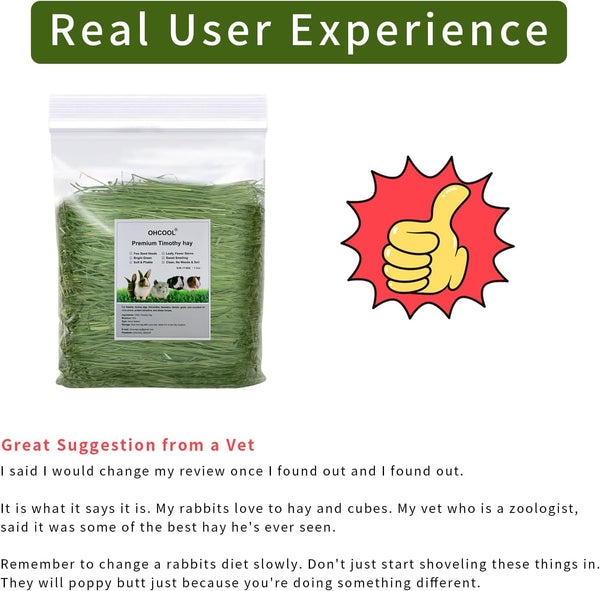 Timothy Hay, 1.1LB Small Pet Feed | Dust-Free, Natural Fresh Green Hay, Suitable for Rabbits, Guinea Pigs, Chinchillas, Tortoises4
