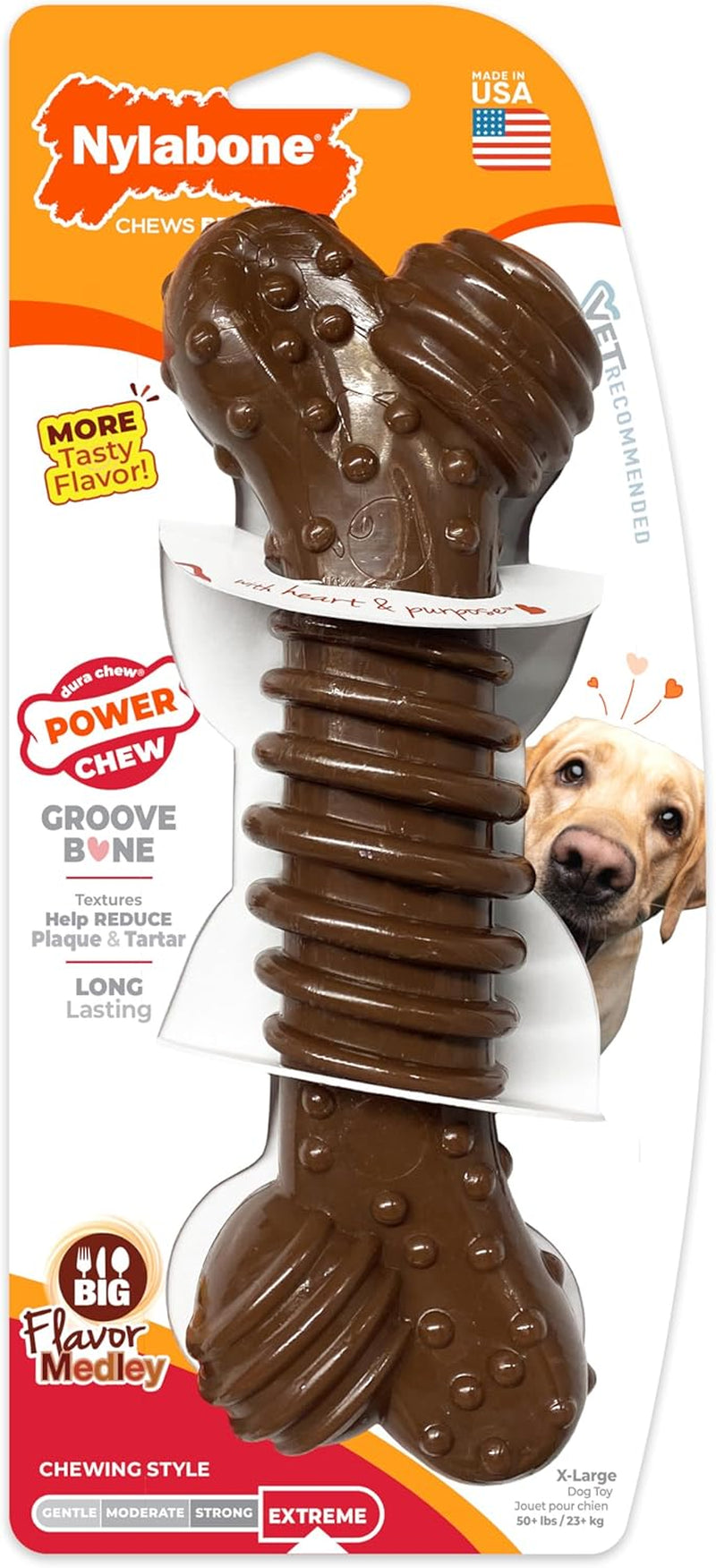 nylabone-power-chew-dental-groove-bone-dog-chew-toy-flavor-medley-small-teeth-cleaning-textures-durable-dog-toys-for-aggressive-chewers-discourages-destructive-chewing-for-dogs-up-to-25-lbs