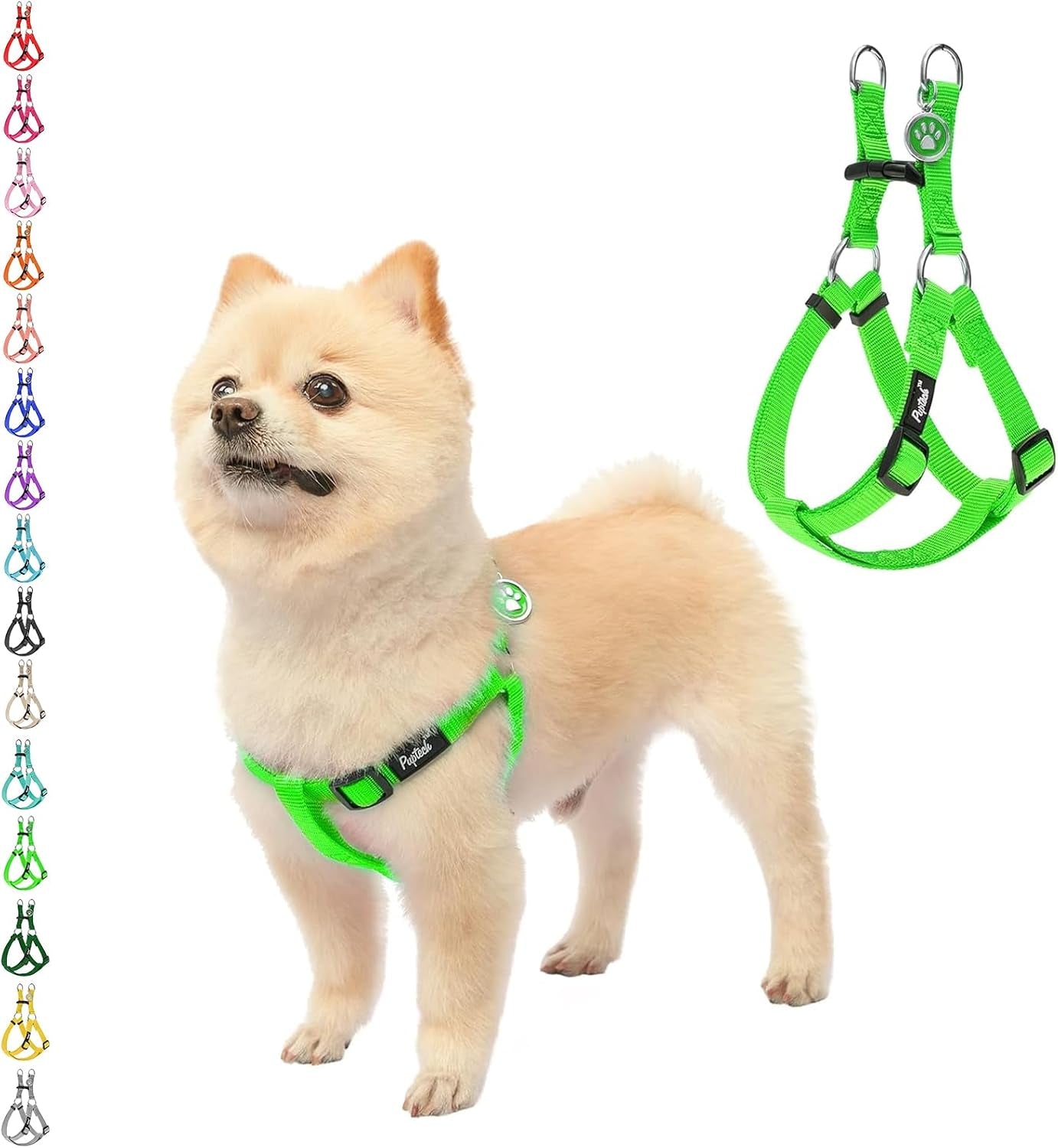 pupteck-no-pull-dog-harness-soft-adjustable-basic-nylon-step-in-puppy-vest-outdoor-walking-with-id-tag