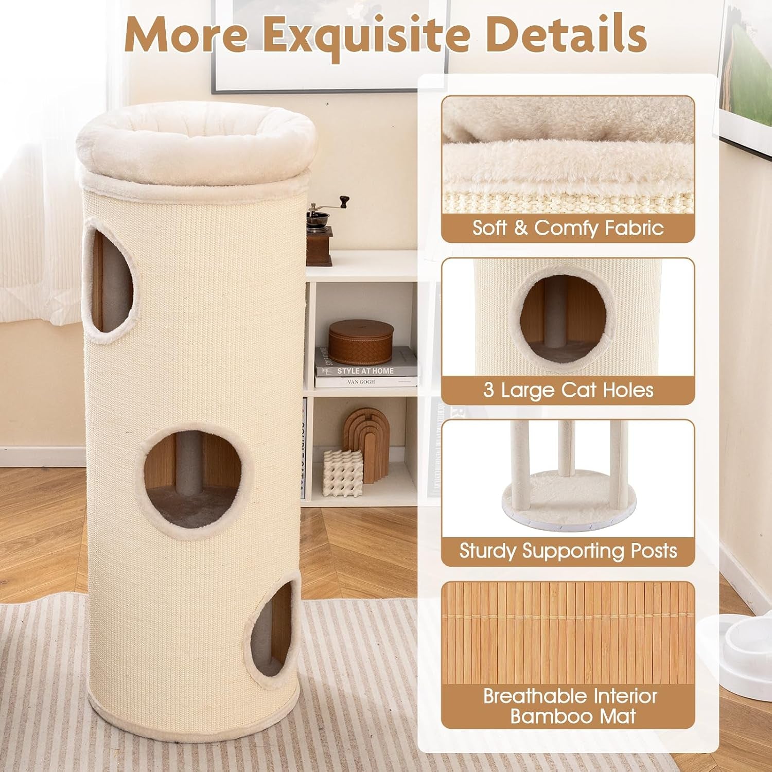 tangkula-4-story-cat-tree-condo-49-barrel-shaped-cat-house-with-detachable-sisal-scratching-board-3-hideaways-removable-soft-top-plush-bed-interior-bamboo-mat-modern-cat-tower-for-indoor-cats
