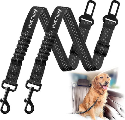 2 Pack Dog Seat Belt Adjustable Dog Car Seatbelts for Vehicle Nylon Pet Safety Seat Belt with Elastic Bungee Buffer Reflective & Durable Car Harness for Dogs1