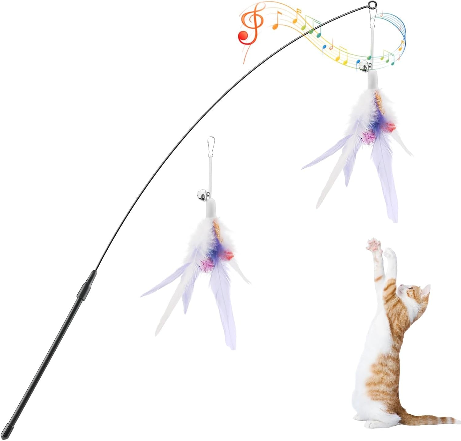 pawaboo-feather-teaser-cat-toy-interactive-wand-with-extra-long-34-5-wand-and-small-bell-fun-exerciser-playing-toy-for-kittens-or-cats-brown-feather