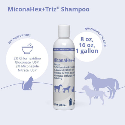 Miconahex+Triz Shampoo for Dogs, Cats and Horses, 8 Oz | Antibiofilm, Moisturizing; Packaging May Vary2