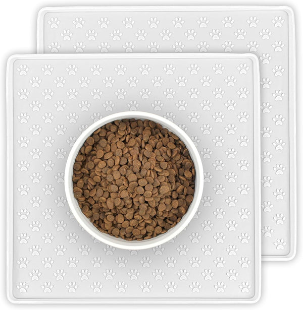 Ptlom Pet Placemat for Dog and Cat, Mat for Prevent Food and Water Overflow, Suitable for Small, Medium and Big Pet, 18" 12", Grey, Silicone60
