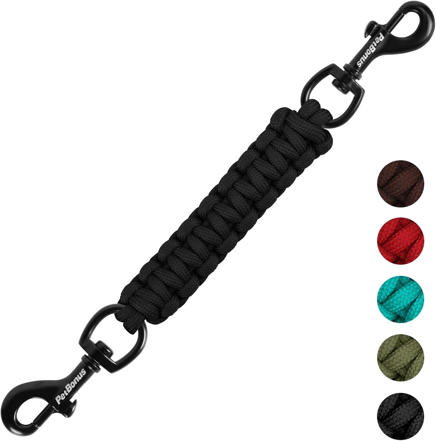 petbonus-dog-collar-safety-clip-handmade-prong-collar-to-harness-connector-dog-leash-backup-safety-strap-escape-proof-double-ended-clasp-lead-connector-for-pinch-collar-harness-black