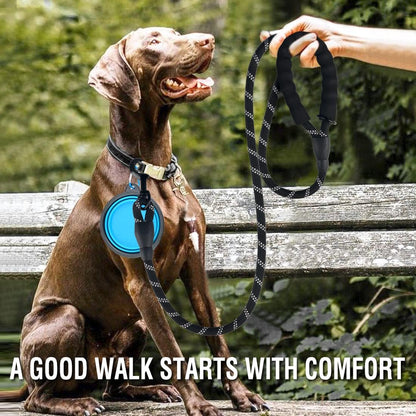 COOYOO 2 Pack Dog Leash 5 FT Heavy Duty - Comfortable Padded Handle - Reflective Dog Leash for Medium Large Dogs with Collapsible Pet Bowl2