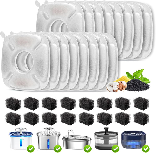 Cat Water Fountain Filter,Pet Fountain Filters Replacement Filters Compatible with Veken 95Oz/2.8L Pet Water Fountain,Contains 4 Cat Fountain Filter Replacement and 4 Sponges8