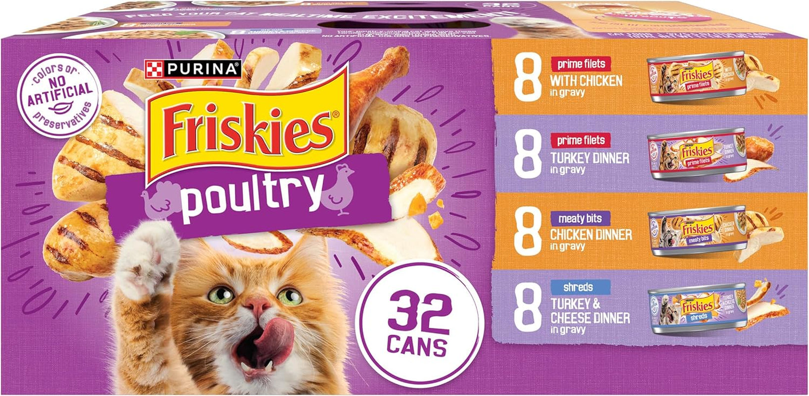 purina-friskies-gravy-wet-cat-food-variety-pack-poultry-shreds-meaty-bits-and-prime-filets-pack-of-32-5-5-oz-cans