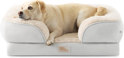Town & Country Everyday Cuddletown Comfy Solid Bolster Sofa Pet Bed, Supportive & Calming Egg Crate Foam, Non-Slip Bottom, Machine Washable Cover, Grey, Medium 28"X23"X8"1