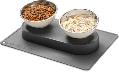 Marchul Double Elevated Dog Cat Bowl, Pets Water and Food Bowl Set, 15° Raised Tilted Dishes Indoor for Kitten, Puppies, Small or Medium Size Dogs Cats9