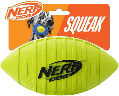 Nerf Dog Tire Squeak Football Outdoor Dog Toy, 6 Inch Dog Football Squeaking Toy for Medium and Large Breeds, Blue10