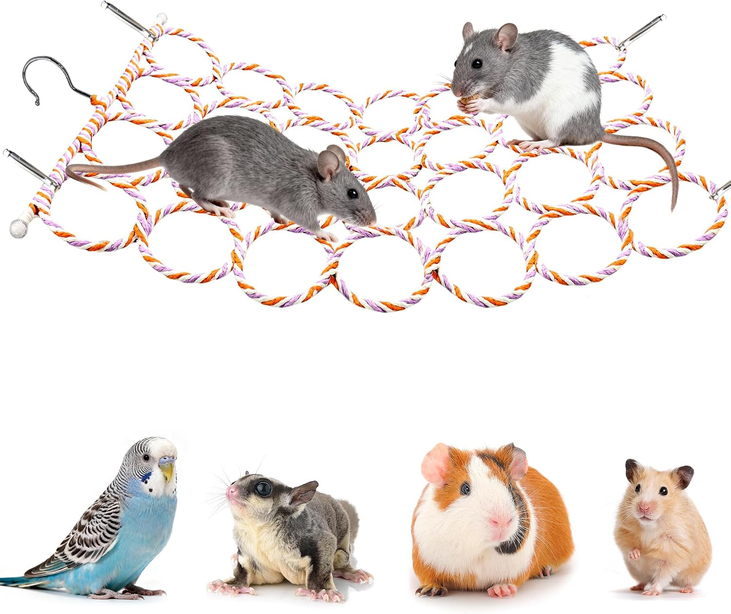 rat-climbing-rope-net-toy-for-cage-hanging-swing-toy-random-color-multifunctional-small-pet-activity-toy-works-as-hemp-perch-rope-ladder-bridge-and-hammock-for-rats-birds-to-climb-and-rest