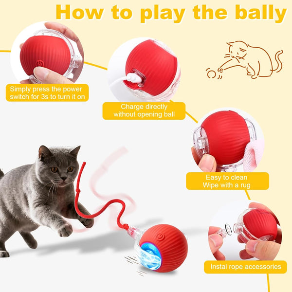 2-Pack USB Rechargeable Smart Cat Toy Ball, 360° Rotation Automatic Moving Chase Toy, Obstacle Avoidance Interactive Play with 4 Spiral Springs, Enrichment Toys for Indoor Cats, Puppies & Small Dogs8