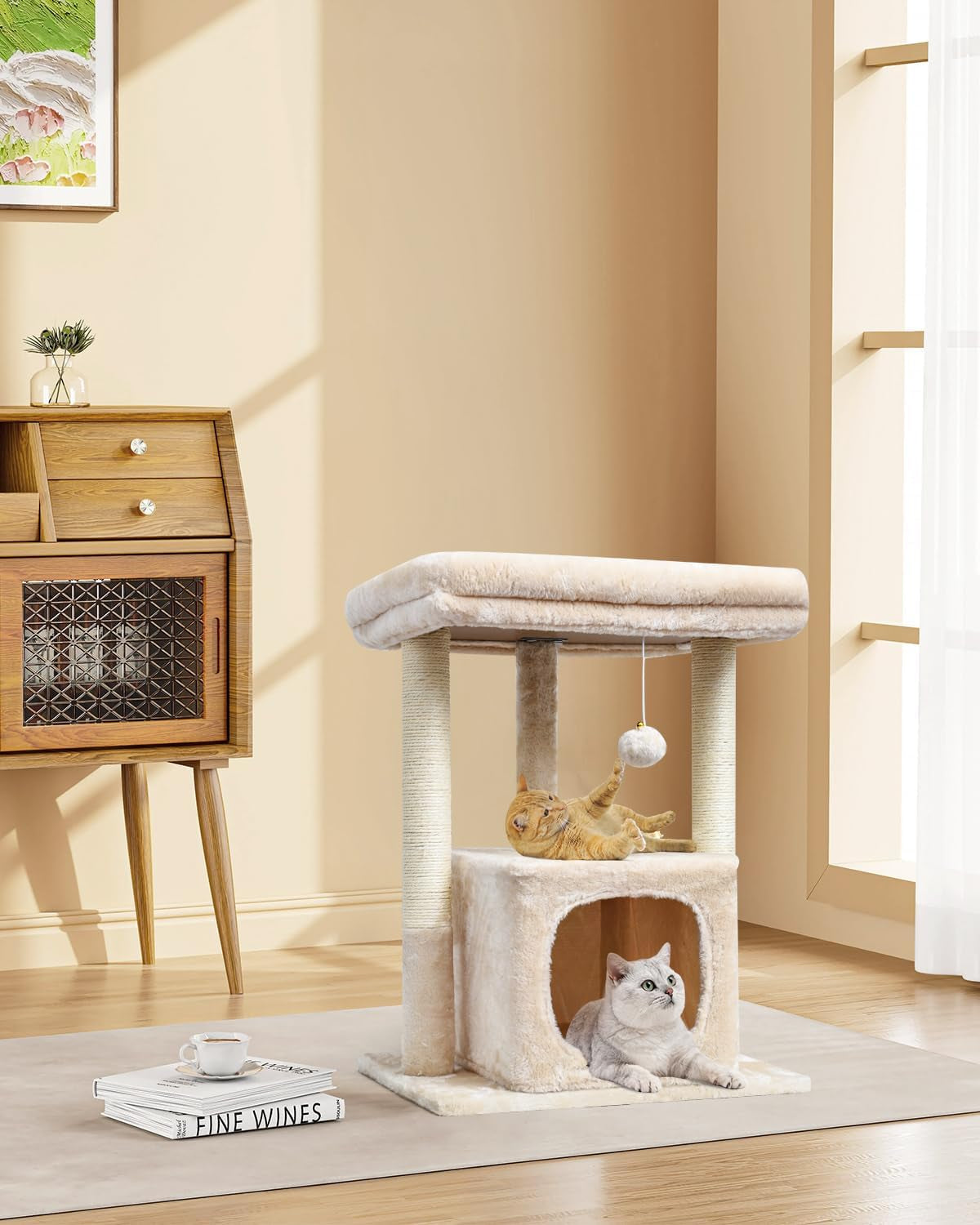 syandlvy-27-cat-tree-for-indoor-cats-activity-tower-with-scratching-posts-modern-kitten-condo-with-plush-perch-hanging-ball-for-play-beige