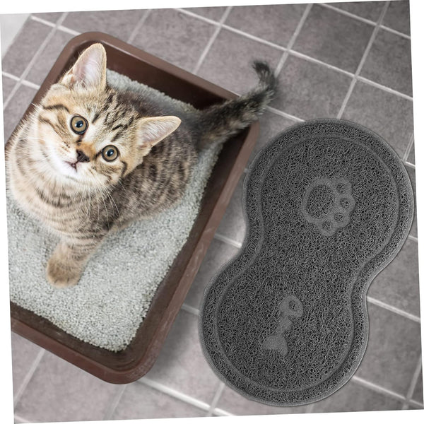 Cat Litter Box Mat PVC Cat Bowl Mat: Nonslip Waterproof for Litter Box That Ches - for under Pet Food Bowl, 17.7 X 10.2 X 0.2 Inch5