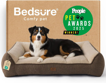Bedsure Supportmax™ XL Orthopedic Dog Beds Large Sized Dog - Extra Thick Supportive Dogs Couch with Waterproof Washable Cover, Extra Large Comfort Pet Sofa with Soft Sherpa & Nonskid Bottom, Grey, 42"23