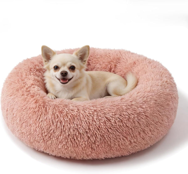 Small Calming Dogs Bed for Small Dogs Anti-Anxiety Machine Washable Fluffy Luxury Anti-Slip Waterproof Mute Base Warming Cozy Soft Pet Puppy round Bed53