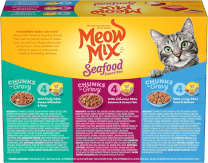 Meow Mix Seafood Favorites, Wet Food Variety Pack, 12 Cups8