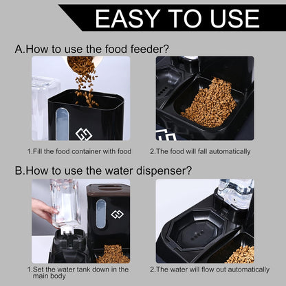 Gravity Cat Feeder & Automatic Water Dispenser – 3-In-1 Cat Feeding Station with Absorbent Feeding Mat, Spill-Proof Automatic Cat Feeder for Indoor Cats, Small Dogs & Multi-Pet Homes3