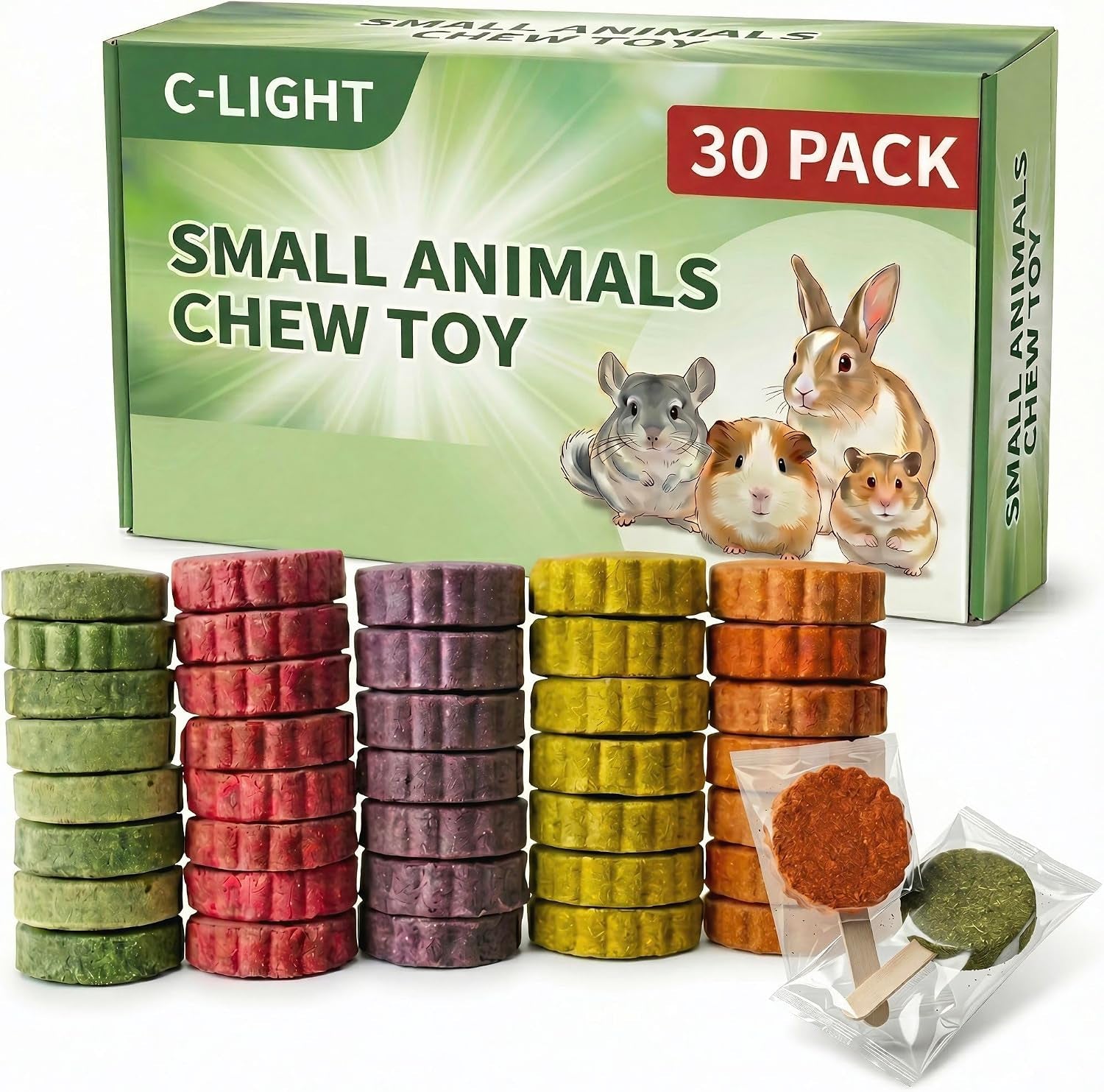 c-light-guinea-pig-chew-toys-rotating-spinner-8-pcs-timothy-5-viggies-hay-for-teeth-grind-digestion-rust-proof-aluminum-toy-for-rabbit-bunny-chinchilla-hamster-dental-health-sliver