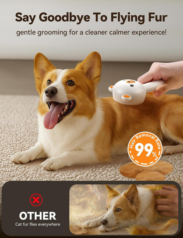 Pet Steam Brush for Dogs & Cats, Brushes for Indoor Cats with Release Button, Undercoat Removal Grooming Brush, Dual Spray USB Rechargeable, Dog Brush for Shedding for All Long- and Short-Haired Pets3