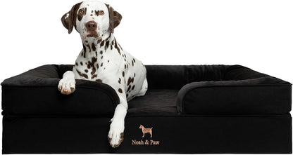 NOAH & PAW Large Dog Bed, 35X25X11 Inch, Orthopedic Dog Beds, Eggshell Memory Foam Infused with Cooling Gel, Inner Cover, Water Resistant, Machine Washable (Faux Leather)16