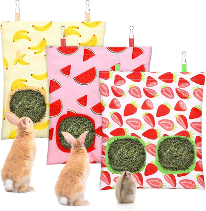 UPINS 3Pack Guinea Pig Hay Feeder Bag,Bunny Rabbit Cage Bag Hanging Holder | Guinea Pig Cage Feeder,For Bunny Rabbits,Chinchillas,Hamsters,Small Pets,And Animals1