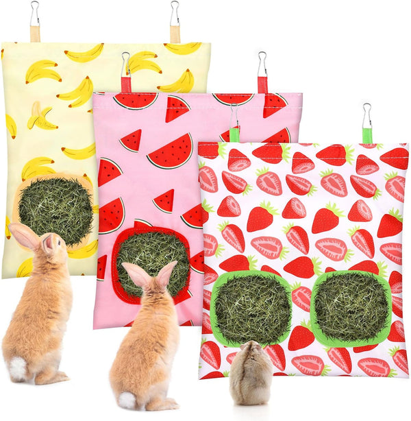 UPINS 3Pack Guinea Pig Hay Feeder Bag,Bunny Rabbit Cage Bag Hanging Holder | Guinea Pig Cage Feeder,For Bunny Rabbits,Chinchillas,Hamsters,Small Pets,And Animals1