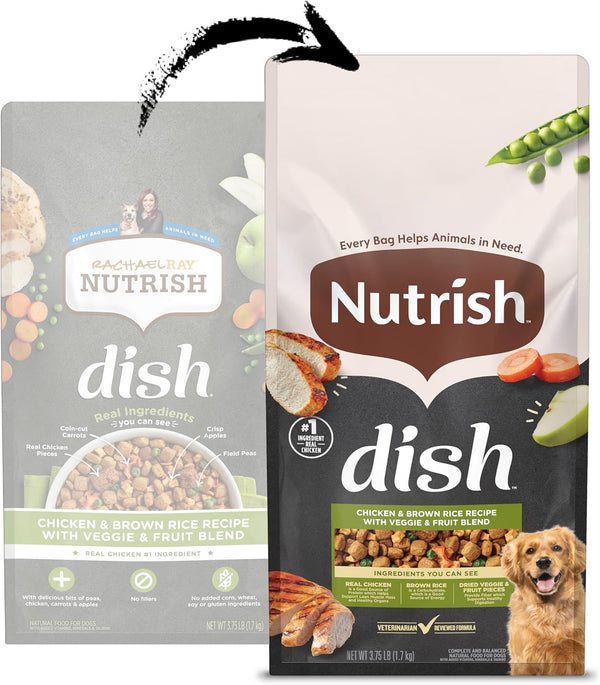 Nutrish Dish Chicken & Brown Rice Recipe with Veggie & Fruit Blend Dry Dog Food, 3.75 Lb. Bag (Rachael Ray)2