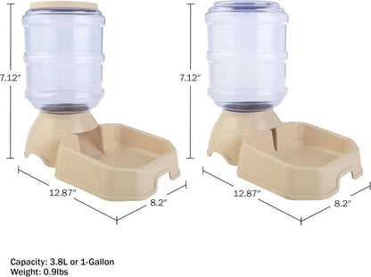 Automatic Cat Feeder and Water Dispenser - 2-Pack 3.8L/1G Dog Food and Water Bowl - Gravity Automatic Water Dispenser for Dogs and Cats by PETMAKER3