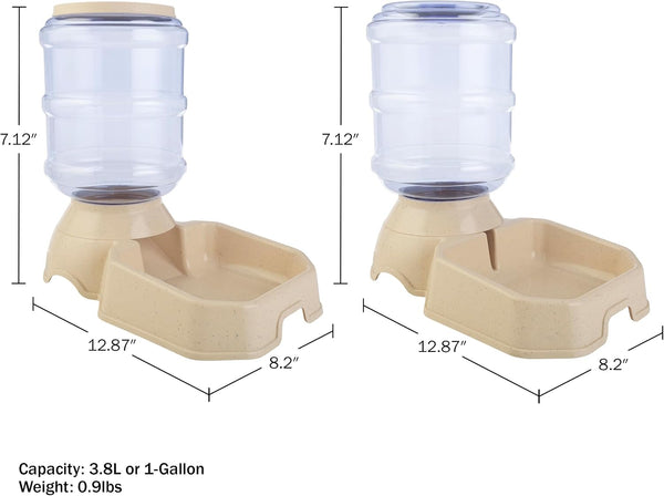Automatic Cat Feeder and Water Dispenser - 2-Pack 3.8L/1G Dog Food and Water Bowl - Gravity Automatic Water Dispenser for Dogs and Cats by PETMAKER3