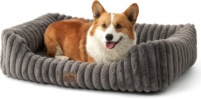Orthopedic Dog Bed for Small Dogs & Cats - Washable Rectangle Pet Bed with Anti-Slip Bottom, Soft Calming Cat & Puppy Bed for Indoor Pets (25"X21"X6", Cream)10