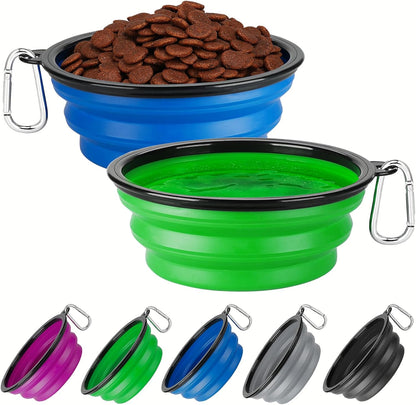 Collapsible Dog Bowl Large 34Oz, Travel Dog Water Bowl Portable | 2 Pack, 2 Carabiner Clips, Silicone Travel Dog Bowl Foldable, Feeding Watering Dish Bowl, for Parking, Walking, Camping14