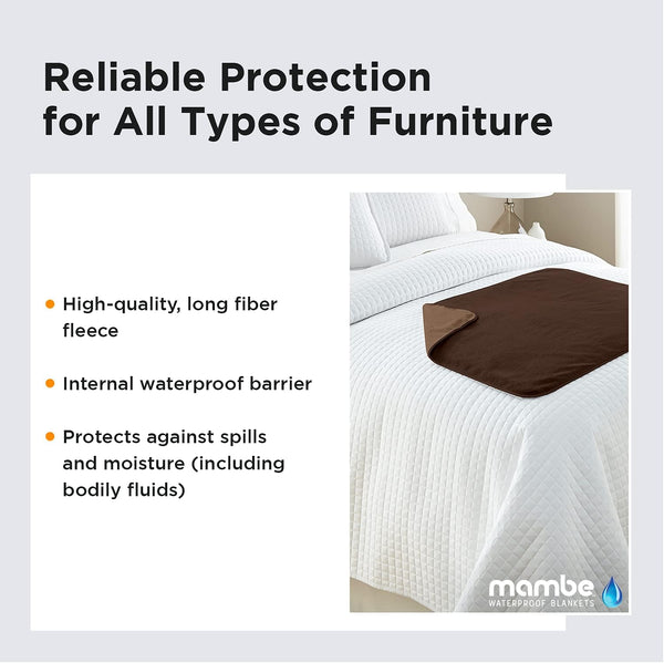 Silky Waterproof Throw for Protecting Furniture Bed Couch from Stains Caused by Dogs, Cats, Incontinence. Soft, Washable, Reversible (Size Small 2Pack 30X35 Inches, Color Chocolate/Cappuccino)3