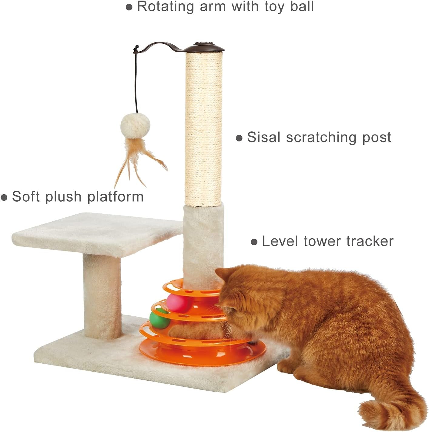 peekab-cat-scratching-post-kitten-sisal-scratcher-tree-with-tracks-toy-balls-for-indoor-cats-and-kittens-25-inches