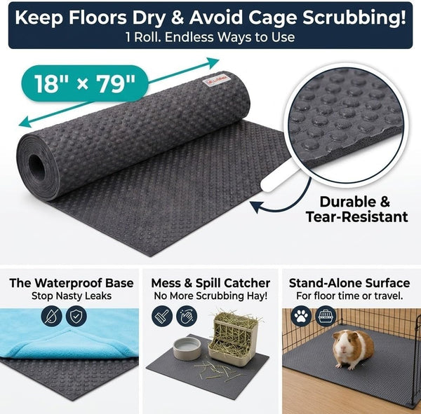 LUFTPETS Waterproof Guinea Pig Cage Liner Roll, 18X79 Cut to Fit Any Cage | Leakproof EVA Base under Fleece, Litter Boxes or Reptile Tanks. Non-Slip, Reusable, Wipe Clean4