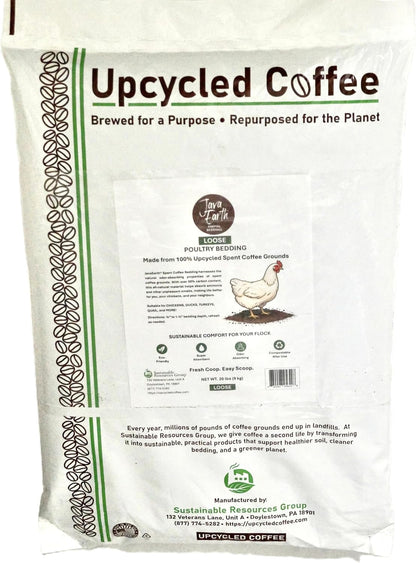 Javaearth® Coffee Bedding for Chickens - Loose Upcycled Coffee Grounds Poultry Litter for Coops & Brooders, Natural Clumping & Odor Control, 20 Lbs1