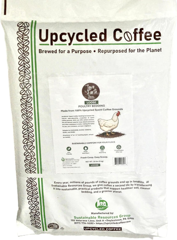 Javaearth® Coffee Bedding for Chickens - Loose Upcycled Coffee Grounds Poultry Litter for Coops & Brooders, Natural Clumping & Odor Control, 20 Lbs1