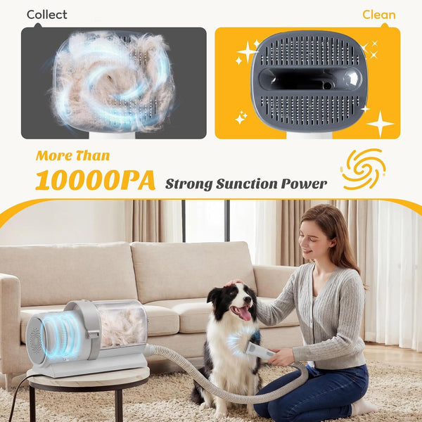 NEWBULIG Pet Grooming Vacuum Kit for Cats and Dogs, 2.5L Dust Cup, White | 3 Suction Modes and 5 Groomer Tools, Dog Clippers with Cordless Low Noise for Cats, Dogs Other Animals Hair Trimmer6