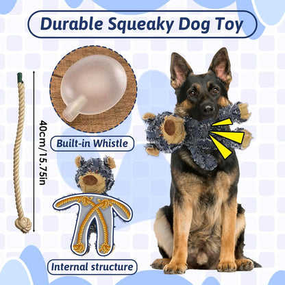 MAXBECK Dog Companion for Heavy Chewers- Indestructible Robust Bear Dog Toy, Resistant Squeaky Dog Toys for Heavy Chewers, Unbreakable Stuffed Plush Dog Toys for Aggressive Chewers (A-Navy)5