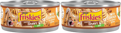 Purina Friskies Gravy Pate, Wet Cat Food Extra Gravy Pate with Chicken in Savory - (Pack of 24) 5.5 Oz. Cans11