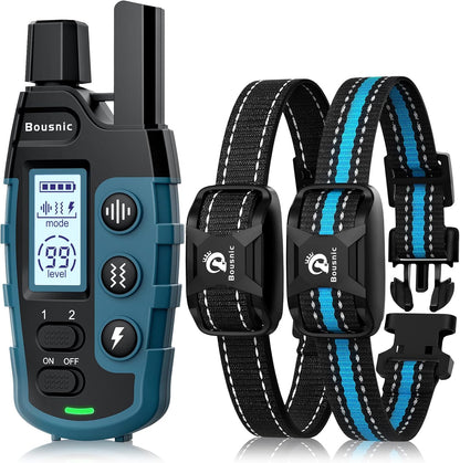 Bousnic Dog Shock Collar 2 Dogs (5-120Lbs) - 3300 Ft Waterproof Training Collar for Dogs Large Medium Small with Rechargeable Remote, Beep (1-8) Vibration (1-16) and Humane Shock (1-99) Modes1