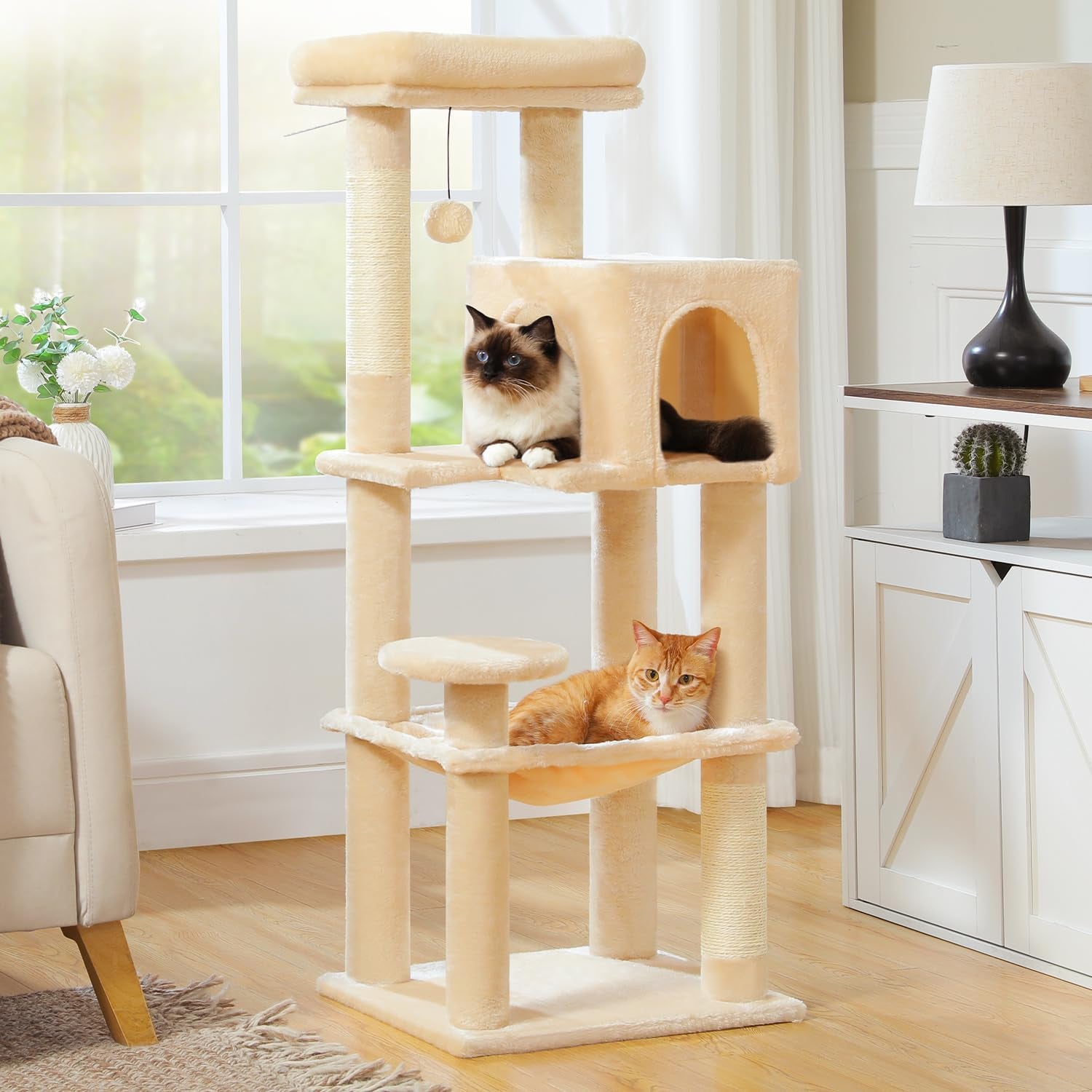muttros-mushroom-cat-tree-tower-with-removable-scratcher-large-hammock-condo-perch-3-sisal-posts-multi-level-cat-tree-for-indoor-cats-cute-cat-tower-for-small-space-homes